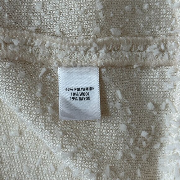 St John Womens 12 Flagged Textural Knit Jacket Blazer Cream Multicolor Trim - Picture 7 of 7